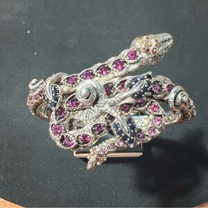 Barbara Bixby .925 18K Accents Sapphire Rhodolite Gemstone Wrap Snake Bracelet
